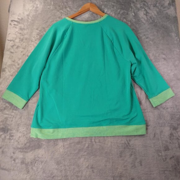 Weekends by Chico's Women's L Green 3/4 Sleeve‎ Pullover Sweatshirt Style Top - Picture 3 of 10